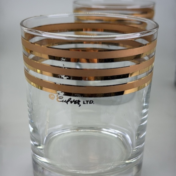 Vintage Mid Century Culver 22kt 
Gold Banded Glasses - Picture 10 of 12